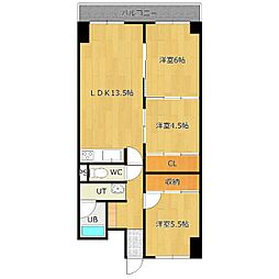 サンシティトキワ 3LDKの間取図画像