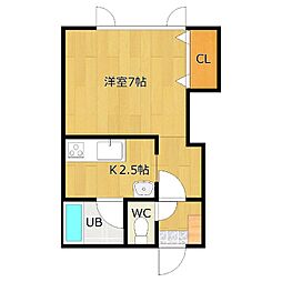 リッツ花園 1Kの間取図画像