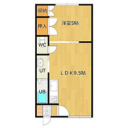 ナカシンコーポ 1DKの間取図画像