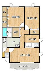 レフレール 2LDKの間取図画像