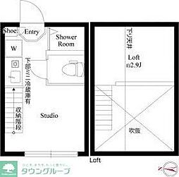 ハーモニーテラス上高井戸III 2階ワンルームの間取り