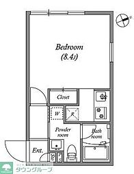 ＧｒａｎＤｕｏ千歳船橋IV 2階ワンルームの間取り