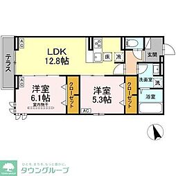 D-PRECIOUS武蔵野 2階2LDKの間取り