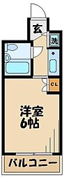 ハイムピア8 6階ワンルームの間取り