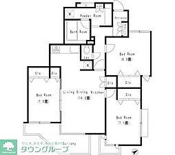 アーバネックス武蔵野 3階3LDKの間取り