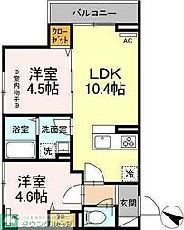 セレスティア北烏山 2LDKの間取図画像