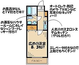 プライムアーバン烏山GALLERIA 1Kの間取図画像