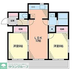 三・パレッタ・ベル 2LDKの間取図画像