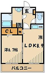 ベルジョニー 1LDKの間取図画像