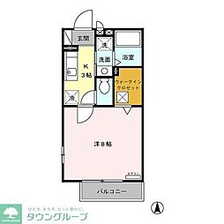 ローズベリーA 1Kの間取図画像