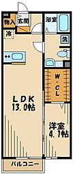 プリムローズ 1LDKの間取図画像