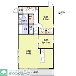 Green Toshin 2LDKの間取図画像