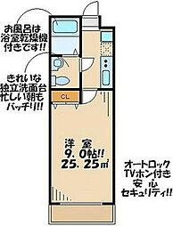 オリーブコート 1Kの間取図画像