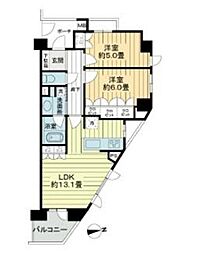 コスモレジア世田谷砧 2LDKの間取図画像