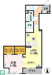 D Paina岩戸北四丁目 1LDKの間取図画像