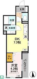 D Paina岩戸北四丁目 1DKの間取図画像