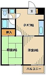 武蔵ハイツ1 2DKの間取図画像