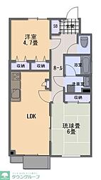 ロイヤル二ノ橋 2LDKの間取図画像