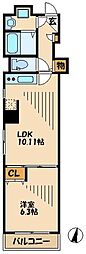 カーサからすやま 1LDKの間取図画像