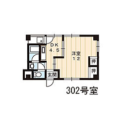 アミューズ北山 1DKの間取図画像