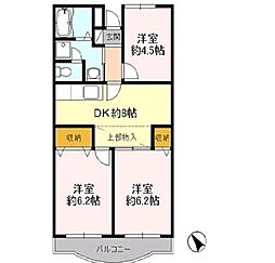 アメニティー芦田第3マンション 3DKの間取図画像