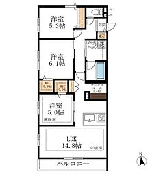 エトワールヴァリ　プリミエ 2階3LDKの間取り
