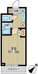 レジディア行徳 2階1Kの間取り