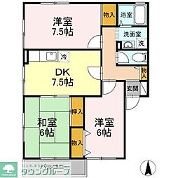 フォルテーヌ1 3DKの間取図画像