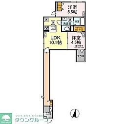 グラナーデ興宮町 1階2LDKの間取り