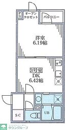 アンベリール北小岩 2階1DKの間取り