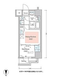 アーバネックス深川木場 12階1DKの間取り