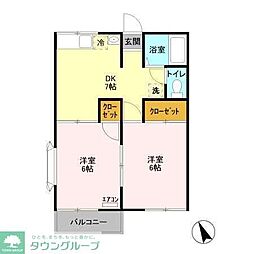 ファミーユ佐藤 1階2DKの間取り