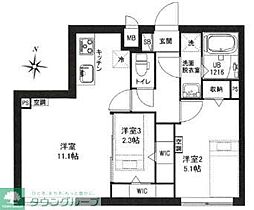 レピュア東大島駅前レジデンス 5階2LDKの間取り