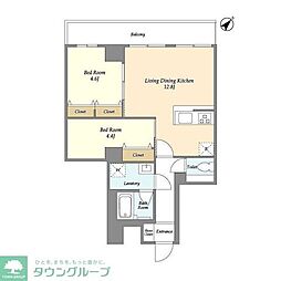 グランカーサ西葛西 5階2LDKの間取り