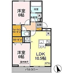 エーデルワイス 2LDKの間取図画像