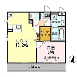 E1レジデンスA 1LDKの間取図画像