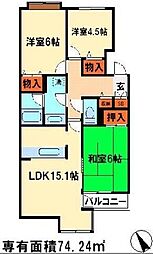 リズ市川平田 3LDKの間取図画像