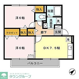 グランドソレーユ 2DKの間取図画像