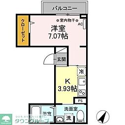 アナシエ南篠崎1 1Kの間取図画像