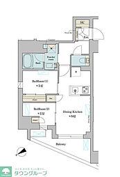 江東区深川2丁目マンション 2LDKの間取図画像