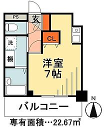 市川プラザ ワンルームの間取図画像