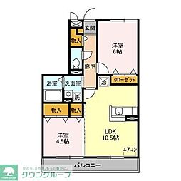 サニーウェル 2LDKの間取図画像