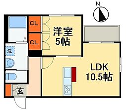 ムーンライトコントラバス 1LDKの間取図画像