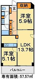 ソサエティギャレリア 2LDKの間取図画像