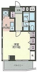 アムールM ワンルームの間取図画像