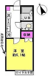 プリエール 1Kの間取図画像