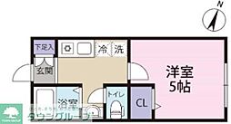 プレミアコート原木中山 1Kの間取図画像