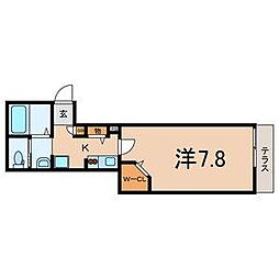 クレストハイム 1Kの間取図画像