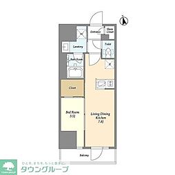 グランカーサ船堀1 1DKの間取図画像