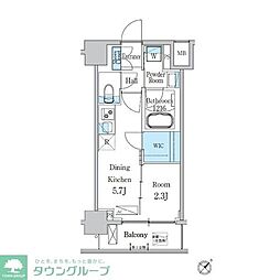 デュオフラッツ一之江West 1DKの間取図画像